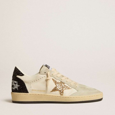 Golden Goose Ball Star LTD Sneakers In Nappa And Suede With Glitter Star And Black Heel Tab