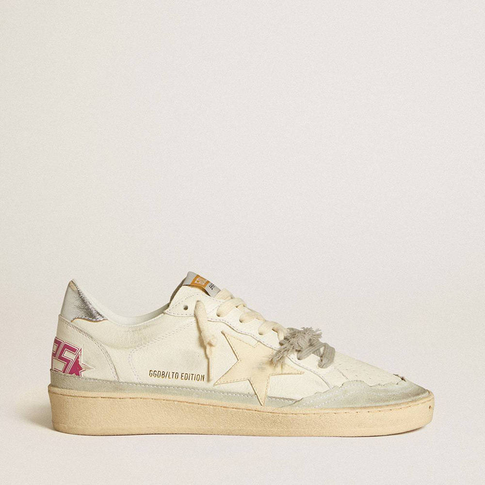 Golden Goose Ball Star LTD Sneakers In Nappa Leather With Leather Star And Metallic Leather Heel Tab