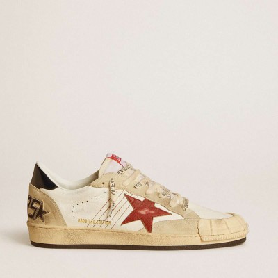 Golden Goose Ball Star LTD Sneakers In Nappa Leather With Red Leather Star And Leather Heel Tab