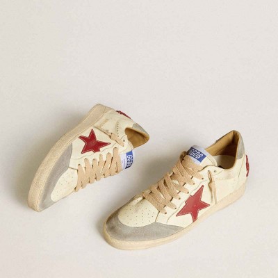 Golden Goose Ball Star LTD Sneakers In Nappa With Leather Star And Silver Suede Heel Tab