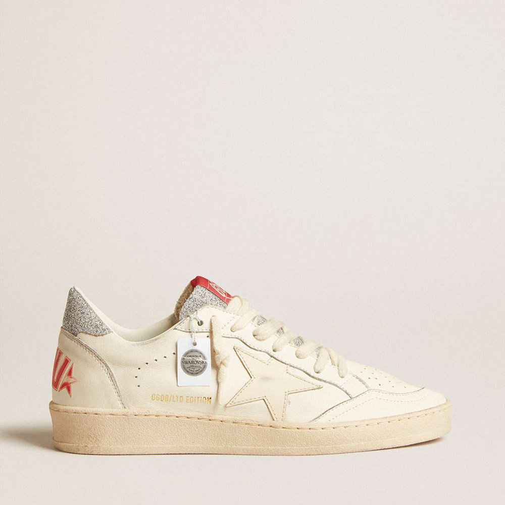 Golden Goose Ball Star LTD Sneakers In Nappa With White Star And Swarovski Crystal Heel Tab