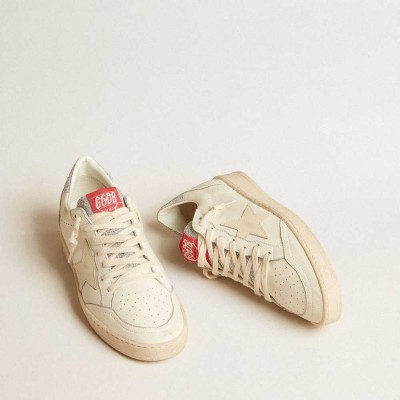 Golden Goose Ball Star LTD Sneakers In Nappa With White Star And Swarovski Crystal Heel Tab
