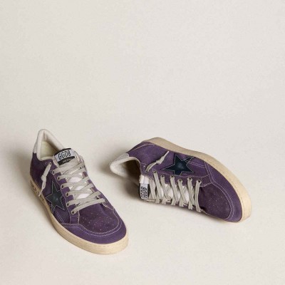 Golden Goose Ball Star LTD Sneakers In Purple Suede With Leather Star And Metallic Heel Tab