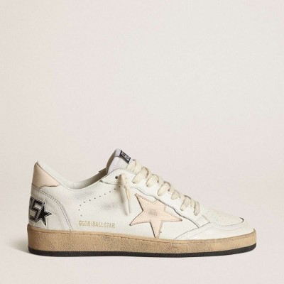 Golden Goose Ball Star LTD Sneakers In White Nappa With A Salmon-pink Nappa Star