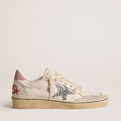 Golden Goose Ball Star LTD Sneakers With Glitter Star And Pink Suede Heel Tab