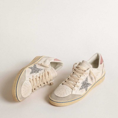 Golden Goose Ball Star LTD Sneakers With Glitter Star And Pink Suede Heel Tab