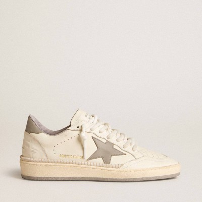 Golden Goose Ball Star LTD Sneakers With Gray Leather Star And Heel Tab And Stitching