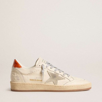Golden Goose Ball Star LTD Sneakers With Ice-gray Suede Star And Orange Heel Tab