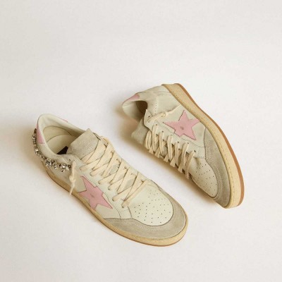 Golden Goose Ball Star LTD Sneakers With Pink Leather Star And Crystal Decoration