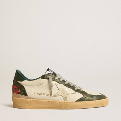 Golden Goose Ball Star LTD Sneakers With Platinum Leather Star And Green Leather Heel Tab