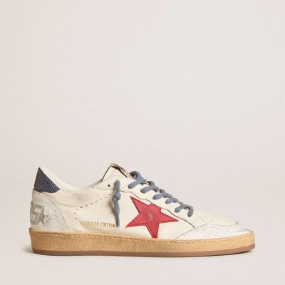 Golden Goose Ball Star LTD Sneakers With Red Star And Lizard-print Leather Heel Tab