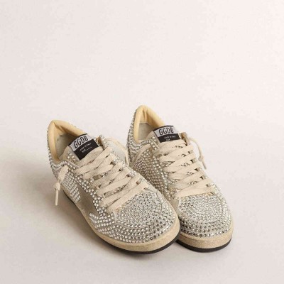 Golden Goose Ball Star LTD Sneakers With Swarovski Crystals And Gray Suede Star