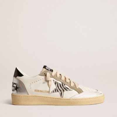 Golden Goose Ball Star LTD Sneakers With Zebra-print Star And Metallic Leather Insert