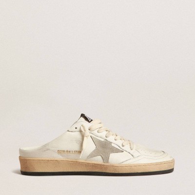 Golden Goose Ball Star Sneakers Sabots In Nappa Leather With Ice-gray Suede Star