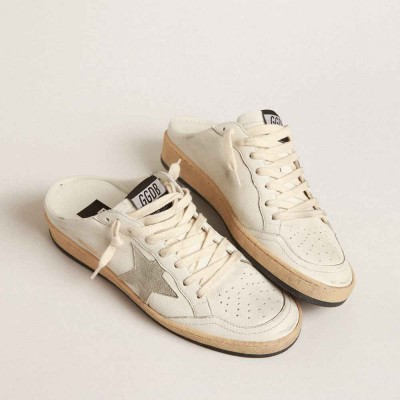 Golden Goose Ball Star Sneakers Sabots In Nappa Leather With Ice-gray Suede Star