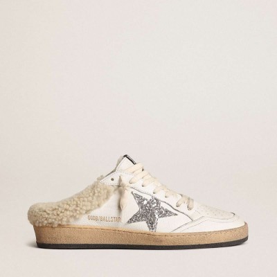 Golden Goose Ball Star Sneakers Sabots With Glitter Star And Shearling Lining
