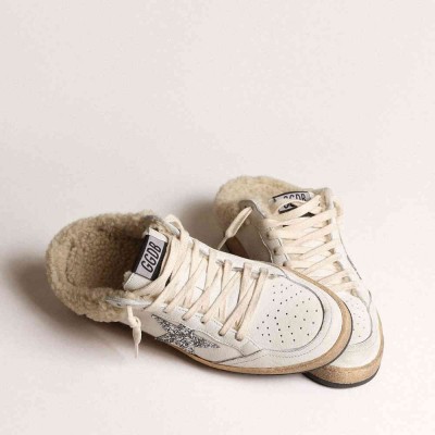 Golden Goose Ball Star Sneakers Sabots With Glitter Star And Shearling Lining