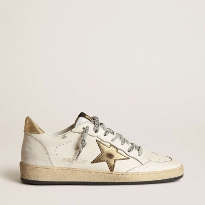 Golden Goose Ball Star Sneakers With Gold Star And Heel Tab