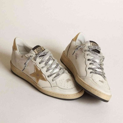 Golden Goose Ball Star Sneakers With Gold Star And Heel Tab