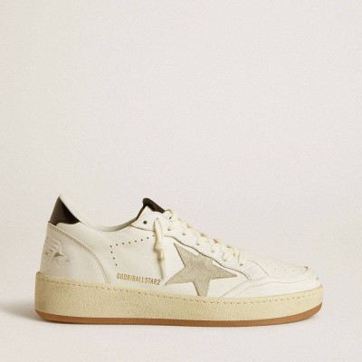 Golden Goose Ball Star Sneakers With Ice-gray Suede Star And Glossy Black Leather Heel Tab