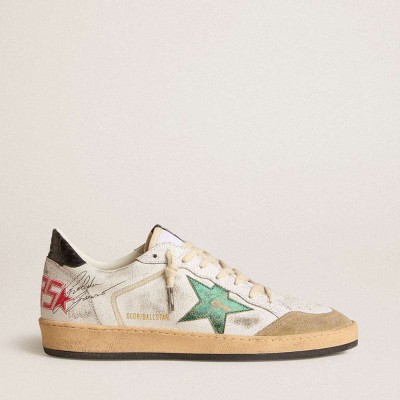 Golden Goose Ball Star Sneakers With Metallic Leather Star And Gray Leather Heel Tab
