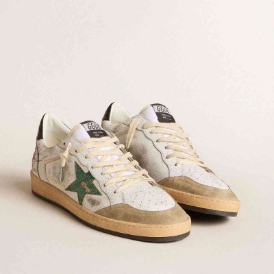 Golden Goose Ball Star Sneakers With Metallic Leather Star And Gray Leather Heel Tab