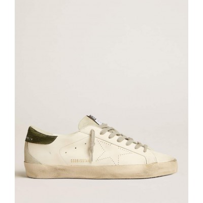Golden Goose Bio-based Super-Star Sneakers With Perforated Star And Green Heel Tab