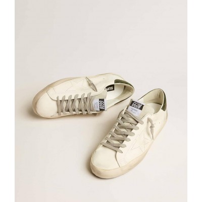 Golden Goose Bio-based Super-Star Sneakers With Perforated Star And Green Heel Tab