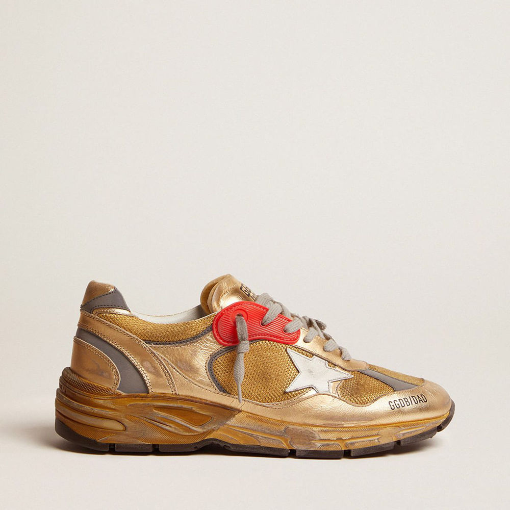 Golden Goose Dad-Star Shoes Gold With Distressed Finish