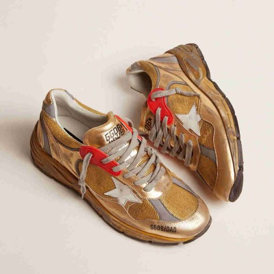 Golden Goose Dad-Star Shoes Gold With Distressed Finish
