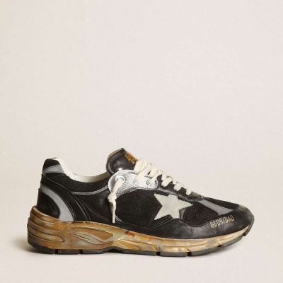 Golden Goose Dad-Star Shoes In Black Mesh And Nappa With Ice-colored Star