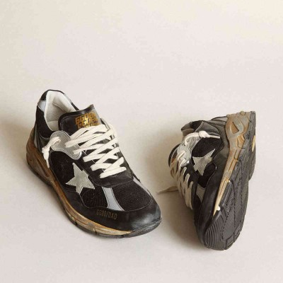 Golden Goose Dad-Star Shoes In Black Mesh And Nappa With Ice-colored Star