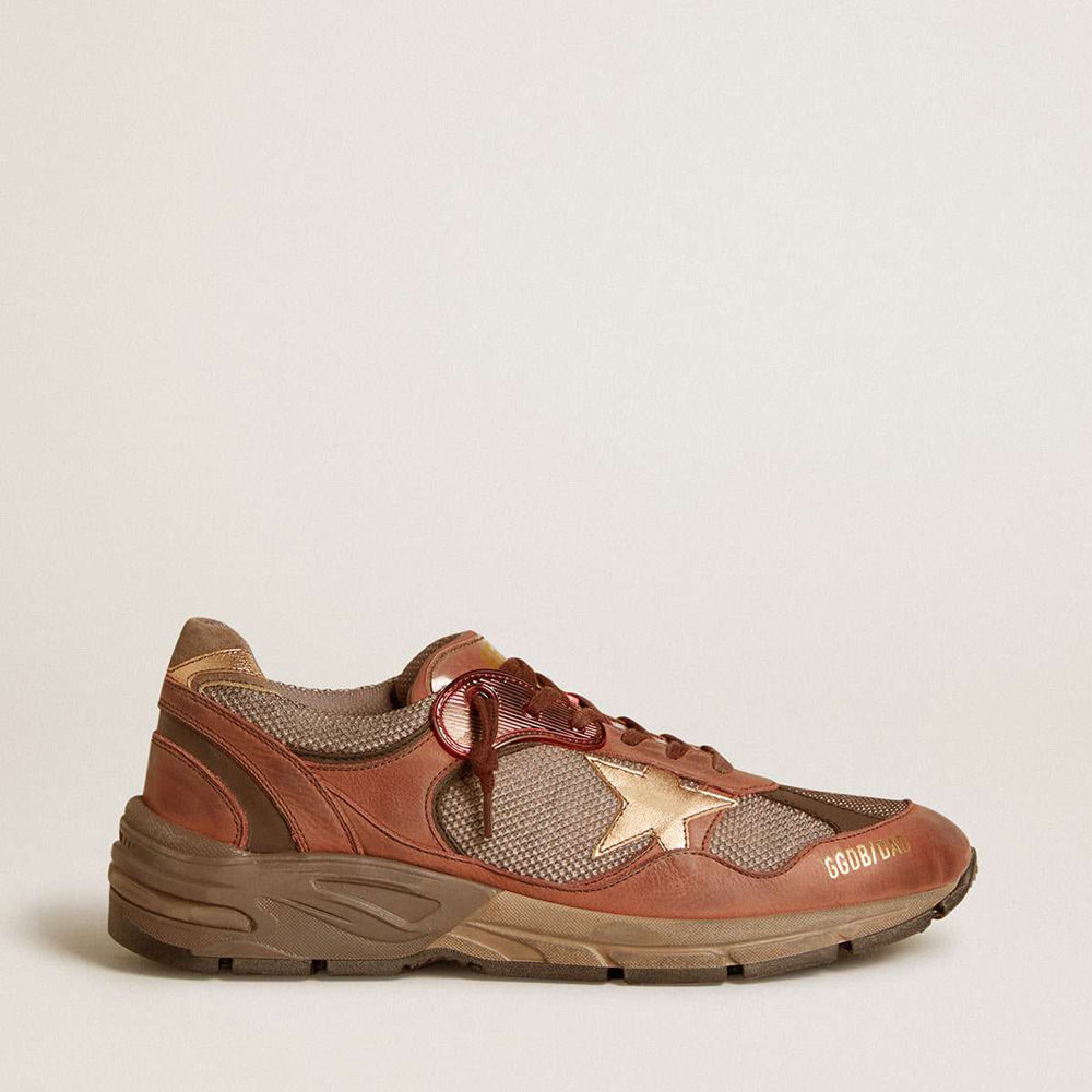 Golden Goose Dad-Star Shoes In Nubuck With Gold Leather Star And Suede Heel Tab