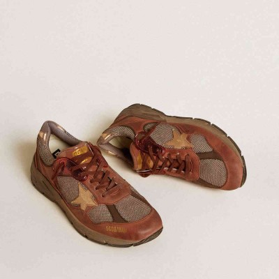 Golden Goose Dad-Star Shoes In Nubuck With Gold Leather Star And Suede Heel Tab