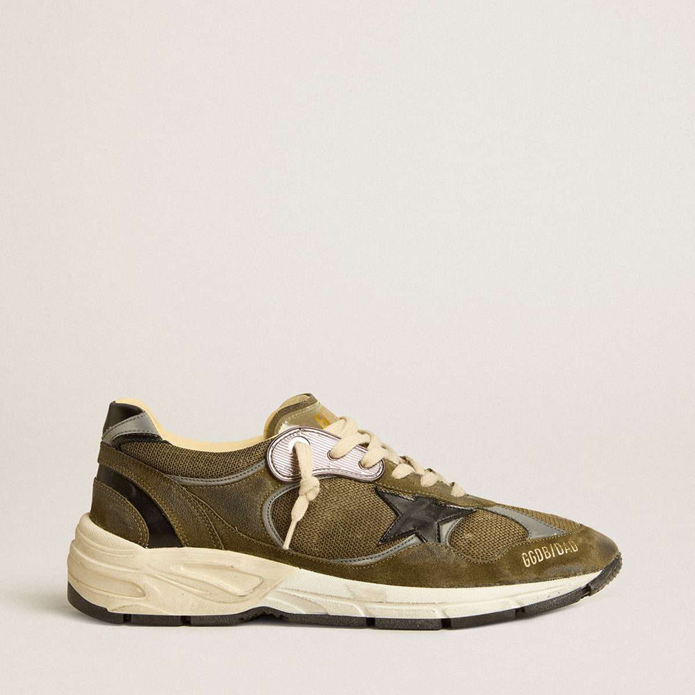 Golden Goose Dad-Star Shoes In Suede And Mesh With Black Leather Star And Heel Tab