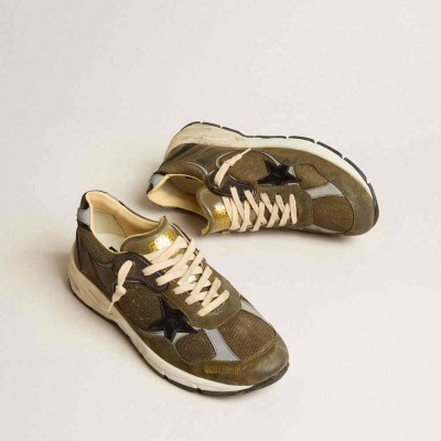 Golden Goose Dad-Star Shoes In Suede And Mesh With Black Leather Star And Heel Tab