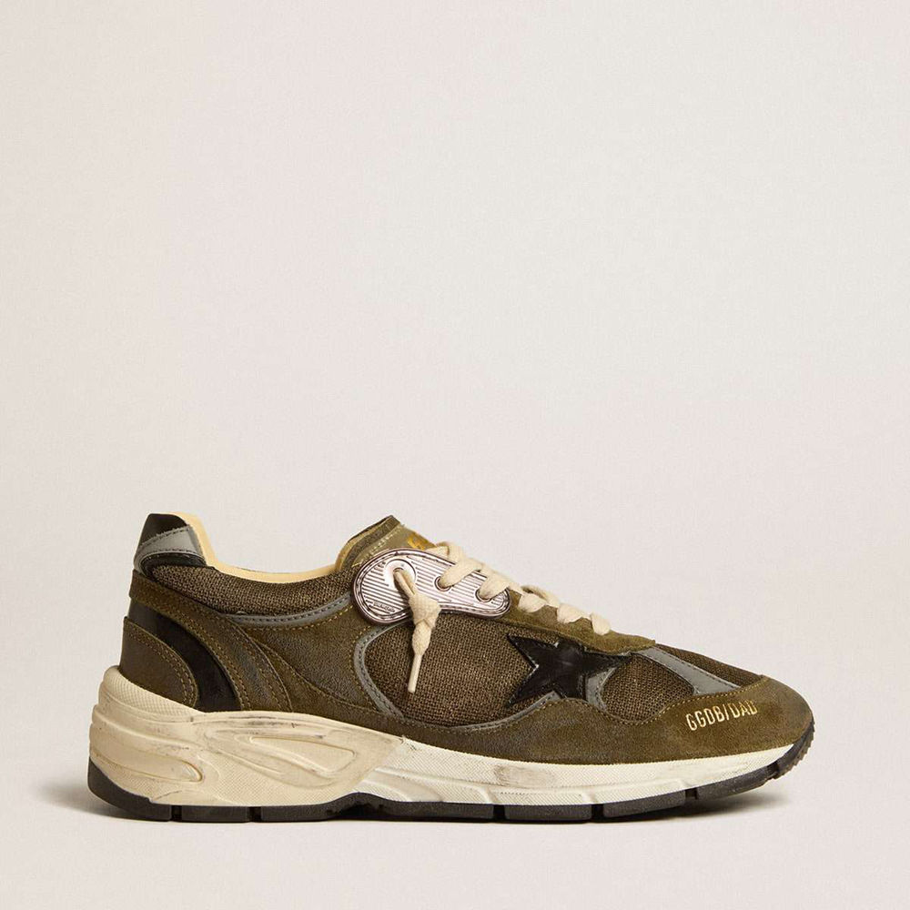 Golden Goose Dad-Star Shoes In Suede And Mesh With Black Leather Star And Heel Tab