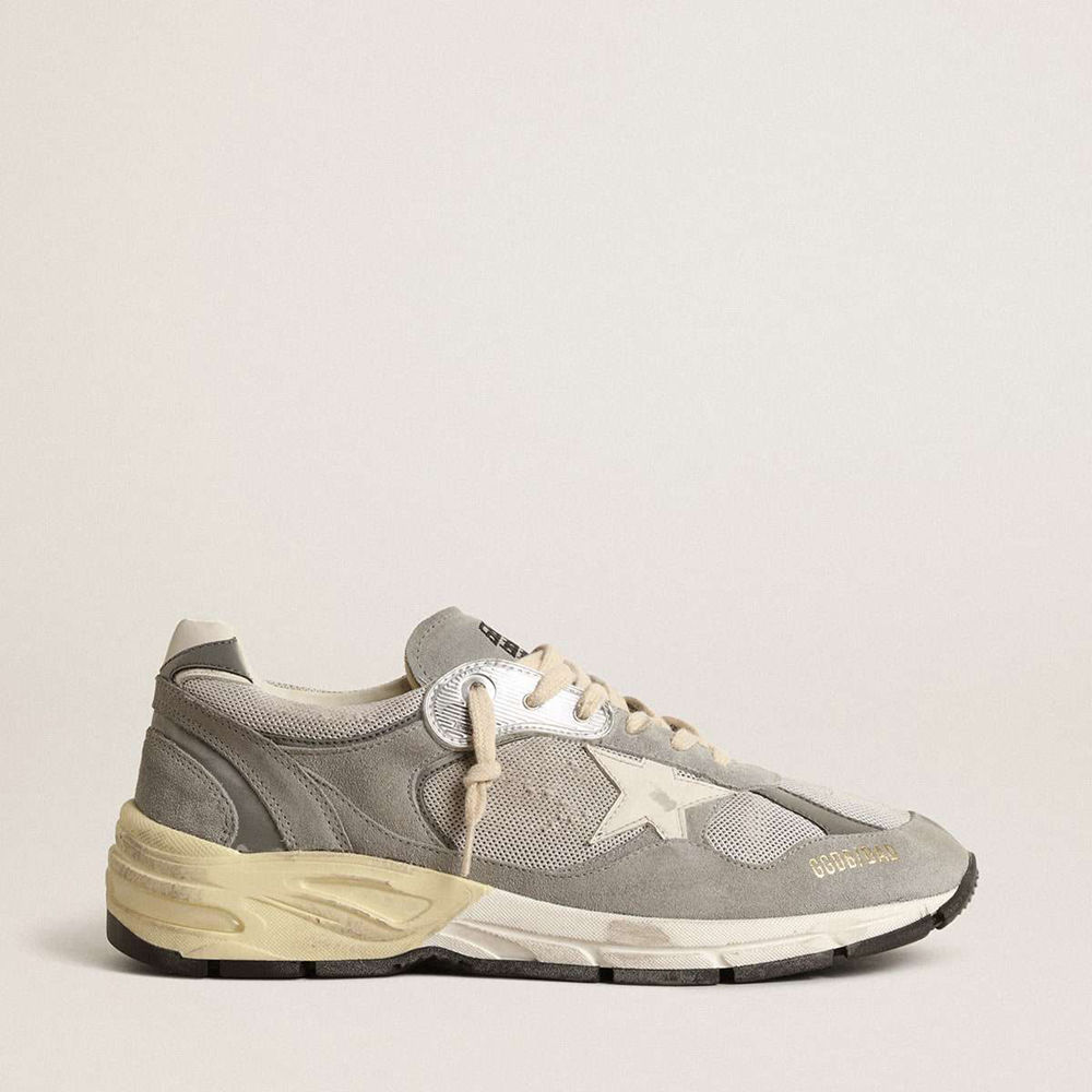 Golden Goose Dad-Star Shoes In Suede And Mesh With White Leather Star And Heel Tab