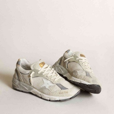 Golden Goose Dad-Star Shoes In White Mesh And Suede