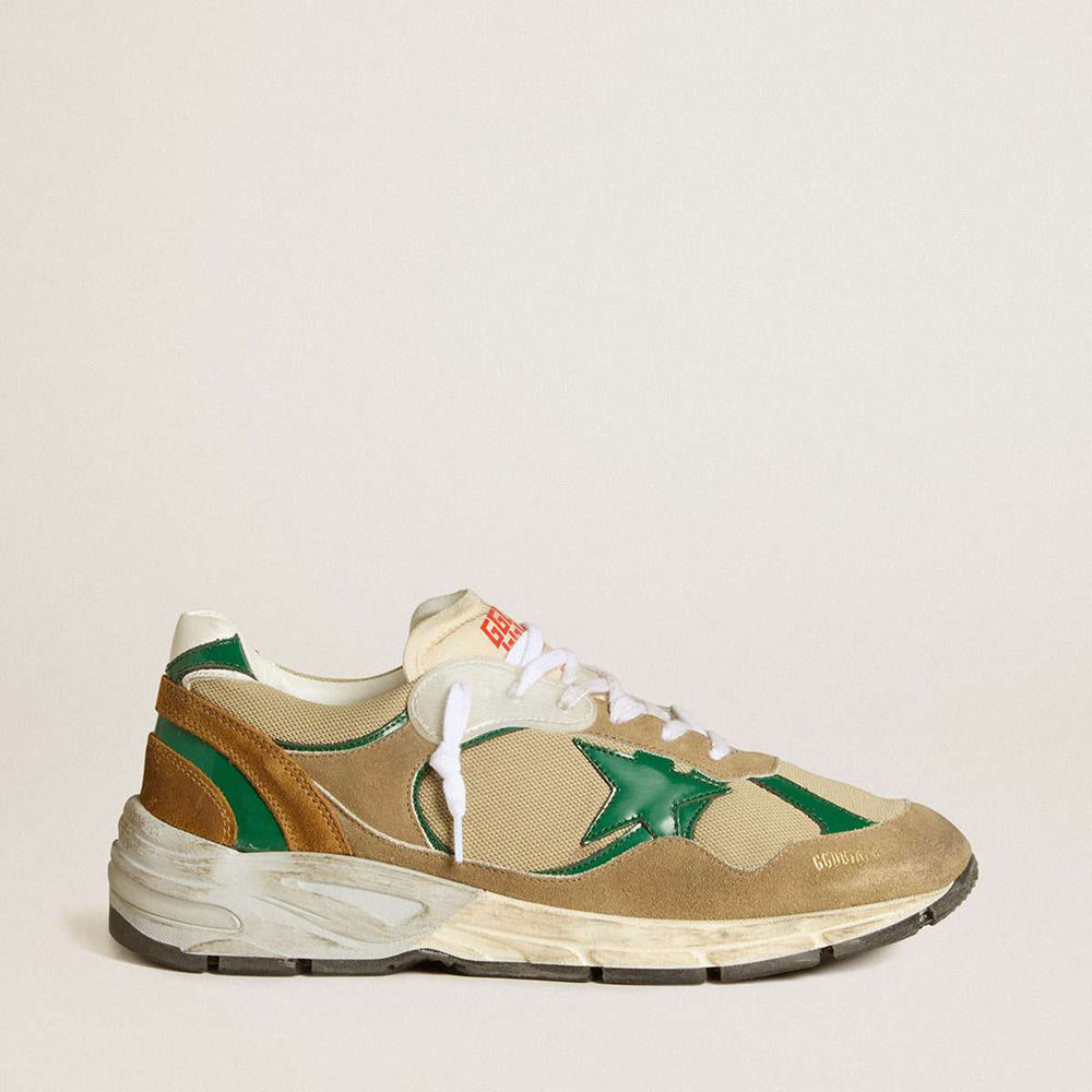 Golden Goose Dad-Star Shoes LAB In Nylon With Green Leather Star And Suede Inserts