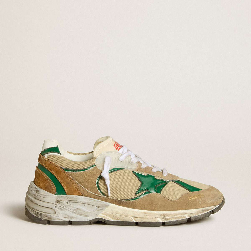 Golden Goose Dad-Star Shoes LAB In Nylon With Green Leather Star And Suede Inserts
