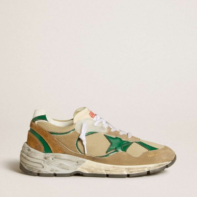 Golden Goose Dad-Star Shoes LAB In Nylon With Green Leather Star And Suede Inserts