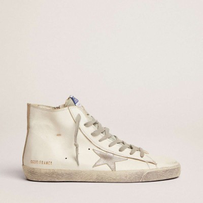 Golden Goose Francy Sneakers In Leather With Silver Suede Star