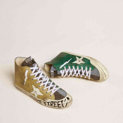 Golden Goose Francy Sneakers LAB In Golden Glitter With White Leather Star