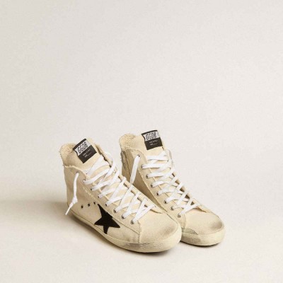 Golden Goose Francy Penstar Sneakers In Canvas With Black Suede Star And Leather Heel Tab
