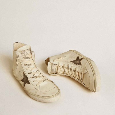 Golden Goose Francy Penstar Sneakers In Nappa With Black Suede Star And Cotton Heel Tab