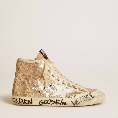 Golden Goose Francy Penstar Sneakers In Sequins With Leather Star And Suede Inserts