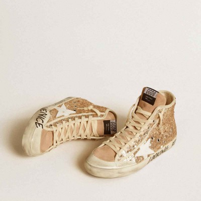 Golden Goose Francy Penstar Sneakers In Sequins With Leather Star And Suede Inserts