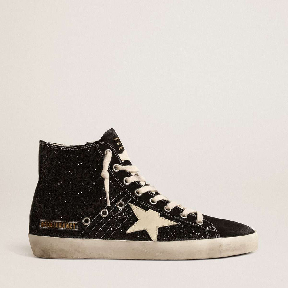 Golden Goose Francy Sneakers Penstar LTD Sneakers In Glitter With Ivory Star And Black Heel Tab