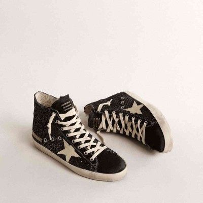 Golden Goose Francy Sneakers Penstar LTD Sneakers In Glitter With Ivory Star And Black Heel Tab